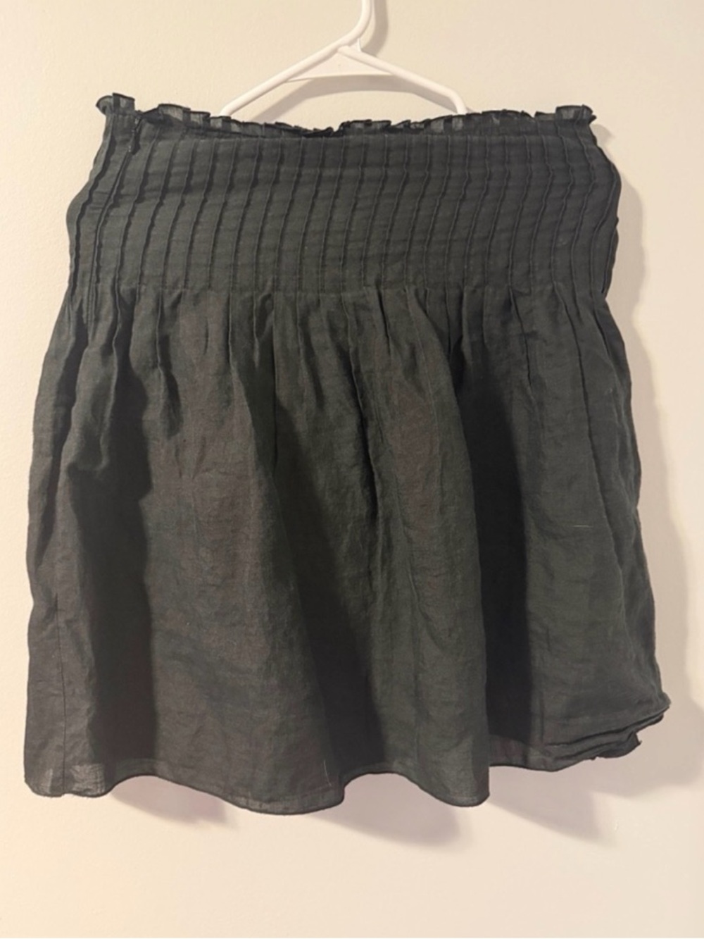 Burberry Black Smocked Waist Cotton-Blend Mini Skirt